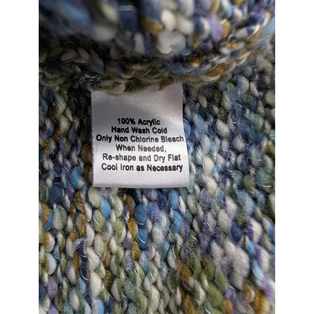 WindiRiver Cardigan Women Small Blue Green Space Dye Chunky Knit Excellent Shell